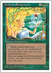 [281]【EN】新緑の女魔術師/Verduran Enchantress【4ED】[R][緑]
