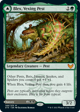 [148]【EN】【FOIL】厄介な害獣、ブレックス/Blex, Vexing Pest【STX】[M][緑]