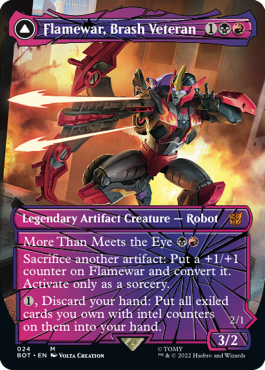 [024]【EN】【FOIL】■シャッタード・グラス■無作法な古参兵、フレイムウォー/Flamewar, Brash Veteran【BOT】[M][多色]