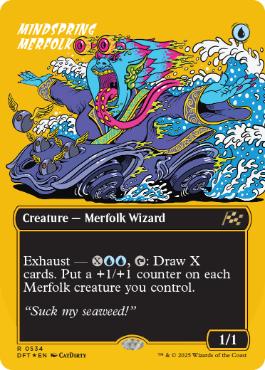[534]【EN】【ファーストプレイスFOIL】■ボーダーレス■思考の泉のマーフォーク/Mindspring Merfolk【DFT】[R][青]