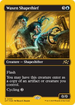 [444]【EN】【ファーストプレイスFOIL】蝋の姿泥棒/Waxen Shapethief【DFT】[R][青]