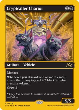 [446]【EN】【ファーストプレイスFOIL】墓所呼びの戦車/Cryptcaller Chariot【DFT】[R][黒]