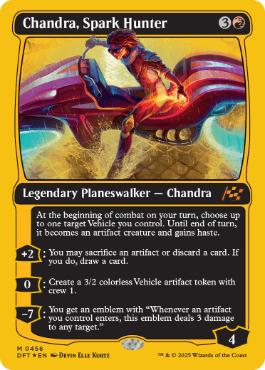 [456]【EN】【ファーストプレイスFOIL】灯を追う者、チャンドラ/Chandra, Spark Hunter【DFT】[M][赤]