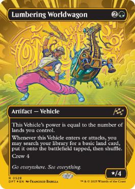 [528]【EN】【ファーストプレイスFOIL】■ボーダーレス■重厚な世界踏破車/Lumbering Worldwagon【DFT】[R][緑]