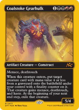[477]【EN】【ファーストプレイスFOIL】焚炭の機械巨人/Coalstoke Gearhulk【DFT】[M][多色]