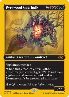 [488]【EN】【ファーストプレイスFOIL】葬薪の機械巨人/Pyrewood Gearhulk【DFT】[M][多色]