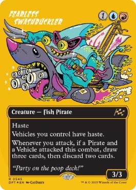 [545]【EN】【ファーストプレイスFOIL】■ボーダーレス■不敵な剣客/Fearless Swashbuckler【DFT】[R][多色]