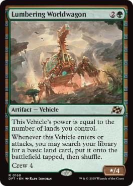 [168]【EN】【FOIL】重厚な世界踏破車/Lumbering Worldwagon【DFT】[R][緑]