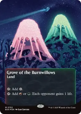 [152]【EN】【ギャラクシーFOIL】■ボーダーレス■燃え柳の木立ち/Grove of the Burnwillows【EOS】[M][土地]