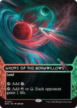 [017]【EN】【FOIL】■ボーダーレス■燃え柳の木立ち/Grove of the Burnwillows【EOS】[M][土地]