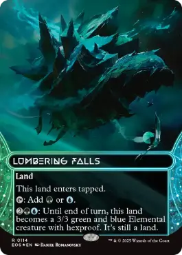 [114]【EN】【ギャラクシーFOIL】■ボーダーレス■伐採地の滝/Lumbering Falls【EOS】[R][土地]