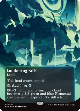 [069]【EN】【FOIL】■ボーダーレス■伐採地の滝/Lumbering Falls【EOS】[R][土地]