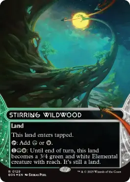 [129]【EN】【ギャラクシーFOIL】■ボーダーレス■活発な野生林/Stirring Wildwood【EOS】[R][土地]