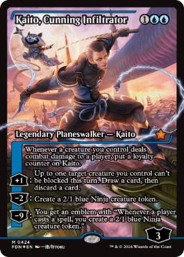 [424]【EN】【FOIL】■ショーケース■狡猾な侵入者、魁渡/Kaito, Cunning Infiltrator【FDN】[M][青]
