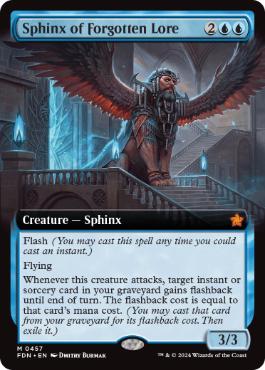 [457]【EN】【FOIL】■拡張アート■忘れ去られし伝承のスフィンクス/Sphinx of Forgotten Lore【FDN】[M][青]