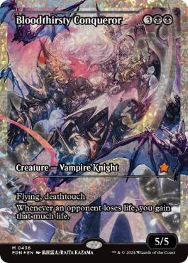 [436]【EN】【フラクチャーFOIL】■ショーケース■血に飢えた征服者/Bloodthirsty Conqueror【FDN】[M][黒]