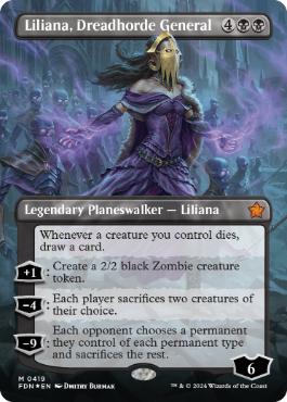 [419]【EN】【マナFOIL】■ボーダーレス■戦慄衆の将軍、リリアナ/Liliana, Dreadhorde General【FDN】[M][黒]