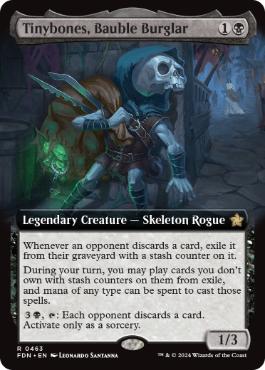 [463]【EN】【FOIL】■拡張アート■安物盗み、チビボネ/Tinybones, Bauble Burglar【FDN】[R][黒]