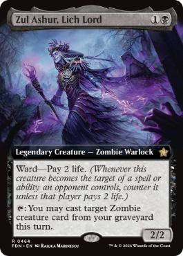 [464]【EN】【FOIL】■拡張アート■死者の王、ザル・アシュール/Zul Ashur, Lich Lord【FDN】[R][黒]