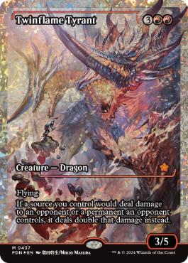 [437]【EN】【フラクチャーFOIL】■ショーケース■双炎の暴君/Twinflame Tyrant【FDN】[M][赤]