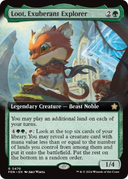 [470]【EN】【FOIL】■拡張アート■溌剌とした探検家、おたから/Loot, Exuberant Explorer【FDN】[R][緑]