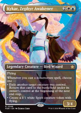 [348]【EN】【FOIL】■ボーダーレス■微風を呼び覚ますもの、カイカ/Kykar, Zephyr Awakener【FDN】[R][多色]
