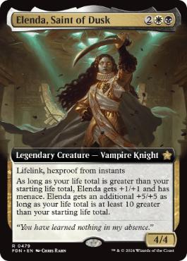 [479]【EN】【FOIL】■拡張アート■薄暮の聖人、エレンダ/Elenda, Saint of Dusk【FDN】[R][多色]