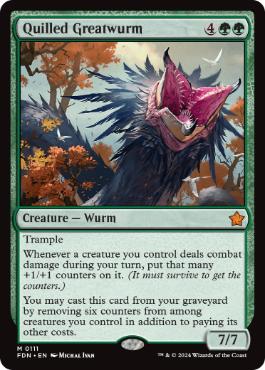 [111]【EN】【FOIL】針羽の大ワーム/Quilled Greatwurm【FDN】[M][緑]