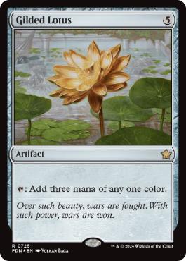 [725]【EN】【FOIL】金粉の水蓮/Gilded Lotus【FDN】[R][茶]