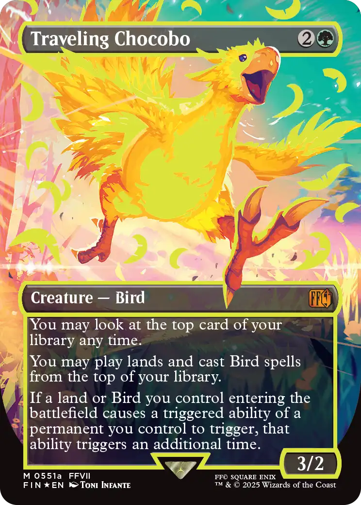 [551]【EN】【ネオンインクFOIL黄】■ボーダーレス■旅するチョコボ/Traveling Chocobo【FIN】[M][緑]