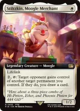 [433]【EN】【FOIL】■拡張アート■モーグリの商人、スティルツキン/Stiltzkin, Moogle Merchant【FIN】[R][白]
