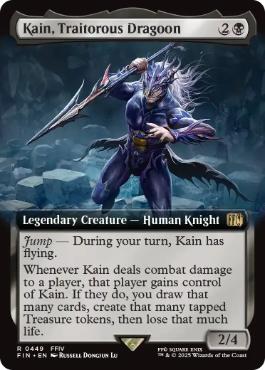 [449]【EN】【FOIL】■拡張アート■苦悩の竜騎士、カイン/Kain, Traitorous Dragoon【FIN】[R][黒]