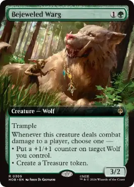 [305]【EN】【FOIL】■拡張アート■宝石で飾った魔狼/Bejeweled Warg【HOB】[R][緑]