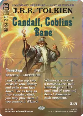 [278]【EN】【サージFOIL】■ボーダーレス■ゴブリンの災い、ガンダルフ/Gandalf, Goblins' Bane【HOB】[M][赤]