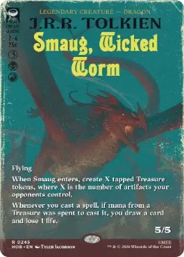 [245]【EN】【FOIL】■ボーダーレス■悪い長虫、スマウグ/Smaug, Wicked Worm【HOB】[R][多色]