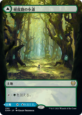 [290]【JP】【FOIL】■ボーダーレス■樹皮路の小道/Barkchannel Pathway【KHM】[R][土地]