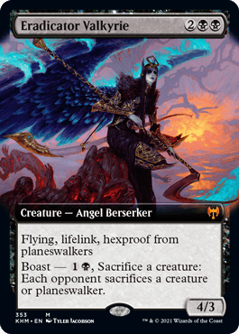 [353]【EN】【FOIL】■拡張アート■撲滅する戦乙女/Eradicator Valkyrie【KHM】[M][黒]