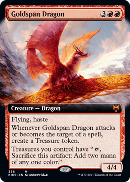 [358]【EN】【FOIL】■拡張アート■黄金架のドラゴン/Goldspan Dragon【KHM】[M][赤]