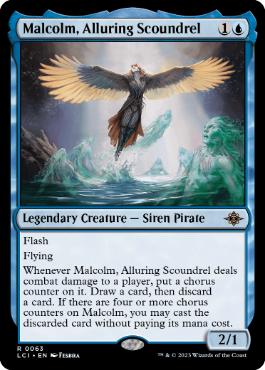 [063]【EN】【FOIL】魅惑の悪漢、マルコム/Malcolm, Alluring Scoundrel【LCI】[R][青]