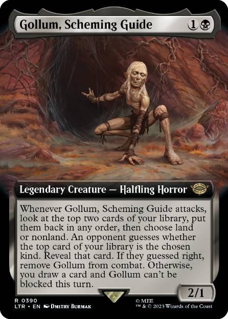 [390]【EN】■拡張アート■策謀する案内人、ゴラム/Gollum, Scheming Guide【LTR】[R][黒]