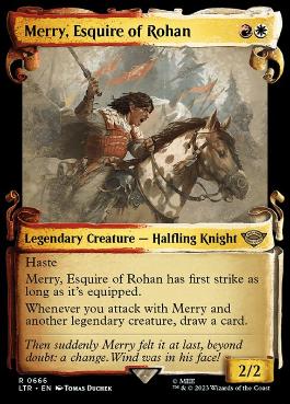 [666]【EN】【銀幕FOIL】■ショーケース■ローハン王家の小姓、メリー/Merry, Esquire of Rohan【LTR】[R][多色]