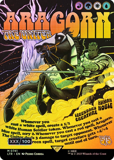 [741]【EN】【ダブルレインボウFOIL】■ボーダーレス■統一王、アラゴルン/Aragorn, the Uniter【LTR】[M][多色]
