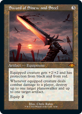 [031]【EN】【エッチングFOIL】■旧枠■筋腱と鋼鉄の剣/Sword of Sinew and Steel【MH1】[M][茶]