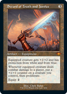 [032]【EN】【FOIL】■旧枠■真理と正義の剣/Sword of Truth and Justice【MH1】[M][茶]