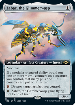 [474]【EN】【FOIL】■拡張アート■微光蜂、ザーバス/Zabaz, the Glimmerwasp【MH2】[R][茶]