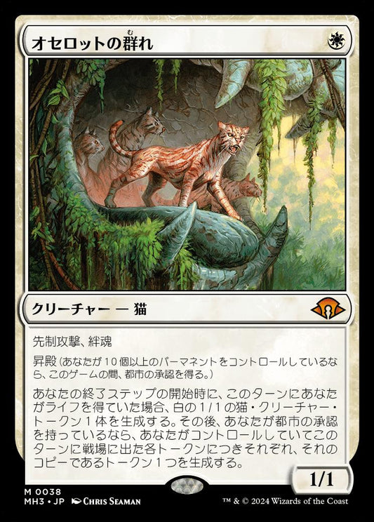 [038]【JP】【FOIL】オセロットの群れ/Ocelot Pride【MH3】[M][白]