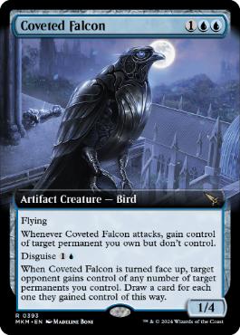 [393]【EN】【FOIL】■拡張アート■切望の隼/Coveted Falcon【MKM】[R][青]