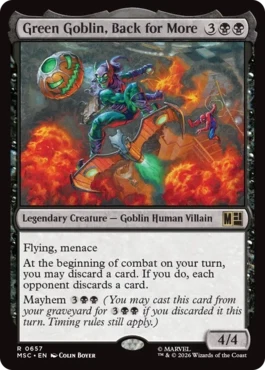 [657]【EN】【FOIL】再度襲い来る者、グリーンゴブリン/Green Goblin, Back for More【MSC】[R][黒]
