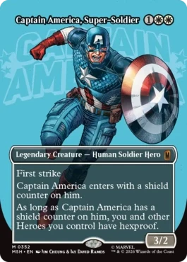 [352]【EN】【FOIL】■ボーダーレス■スーパーソルジャー、キャプテン・アメリカ/Captain America, Super-Soldier【MSH】[M][白]