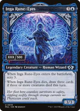 [140]【EN】【ダブルレインボウFOIL】ルーン目のインガ/Inga Rune-Eyes(シリアル入り)【MUL】[U][青]